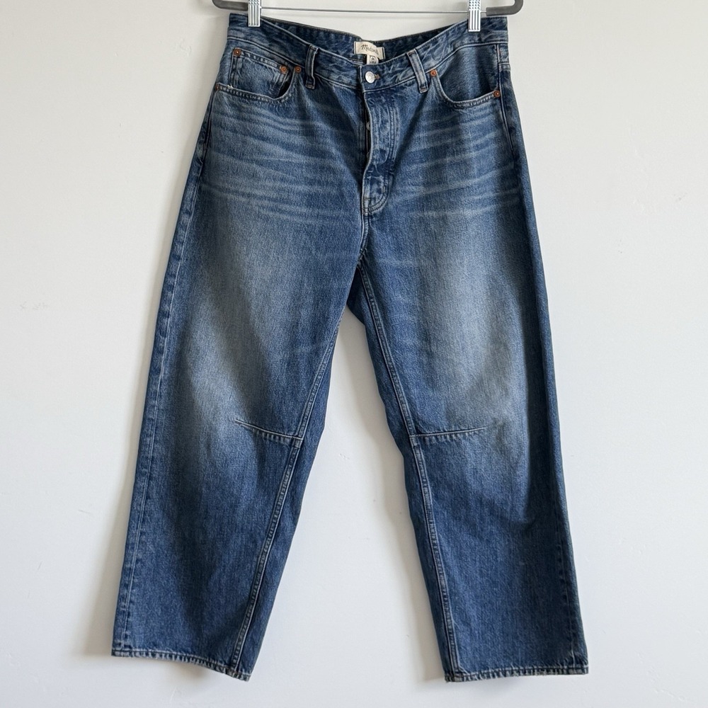 Madewell Darted Barrel Leg Jean 30 Rigid Medium Wash Street Norm Cabin